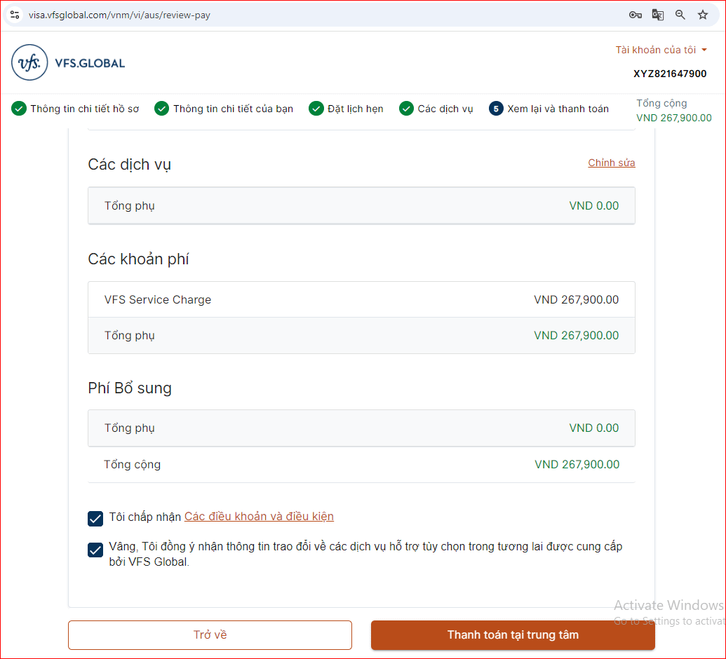 review và thanh toan tai trung tam